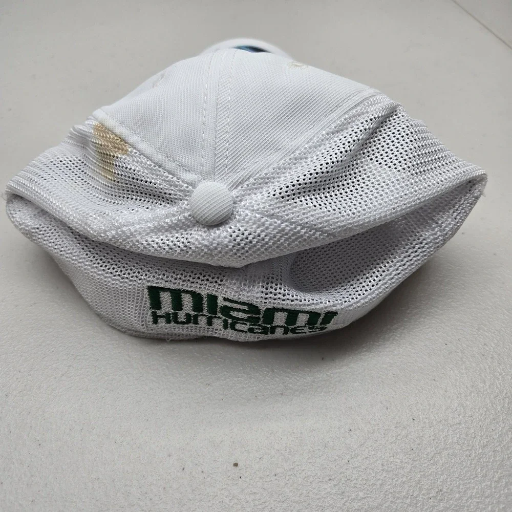 Miami Hurricanes Unisex Baseball Cap L/XL White Adidas Curved Embroidered READ